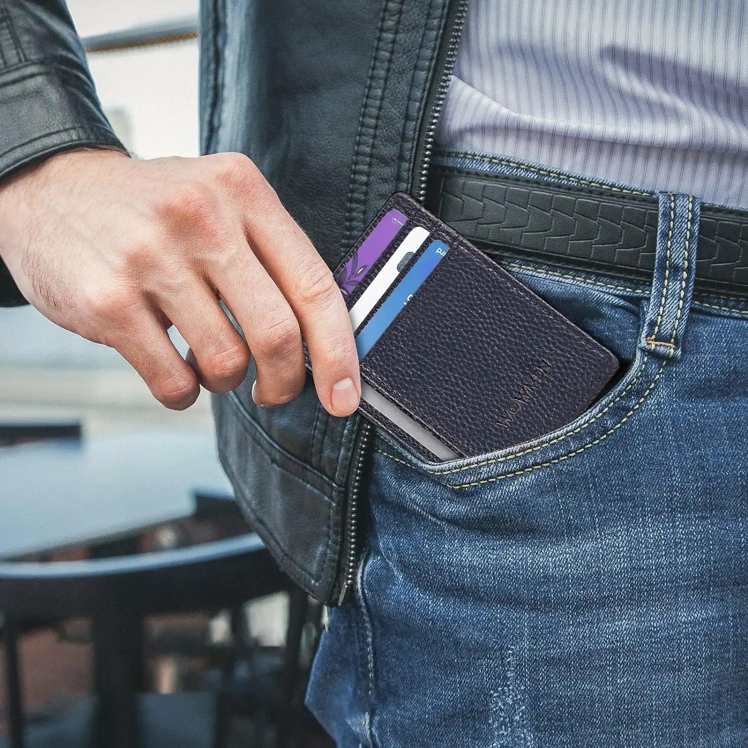 Front Pocket Card Case PU Leather RFID Protected