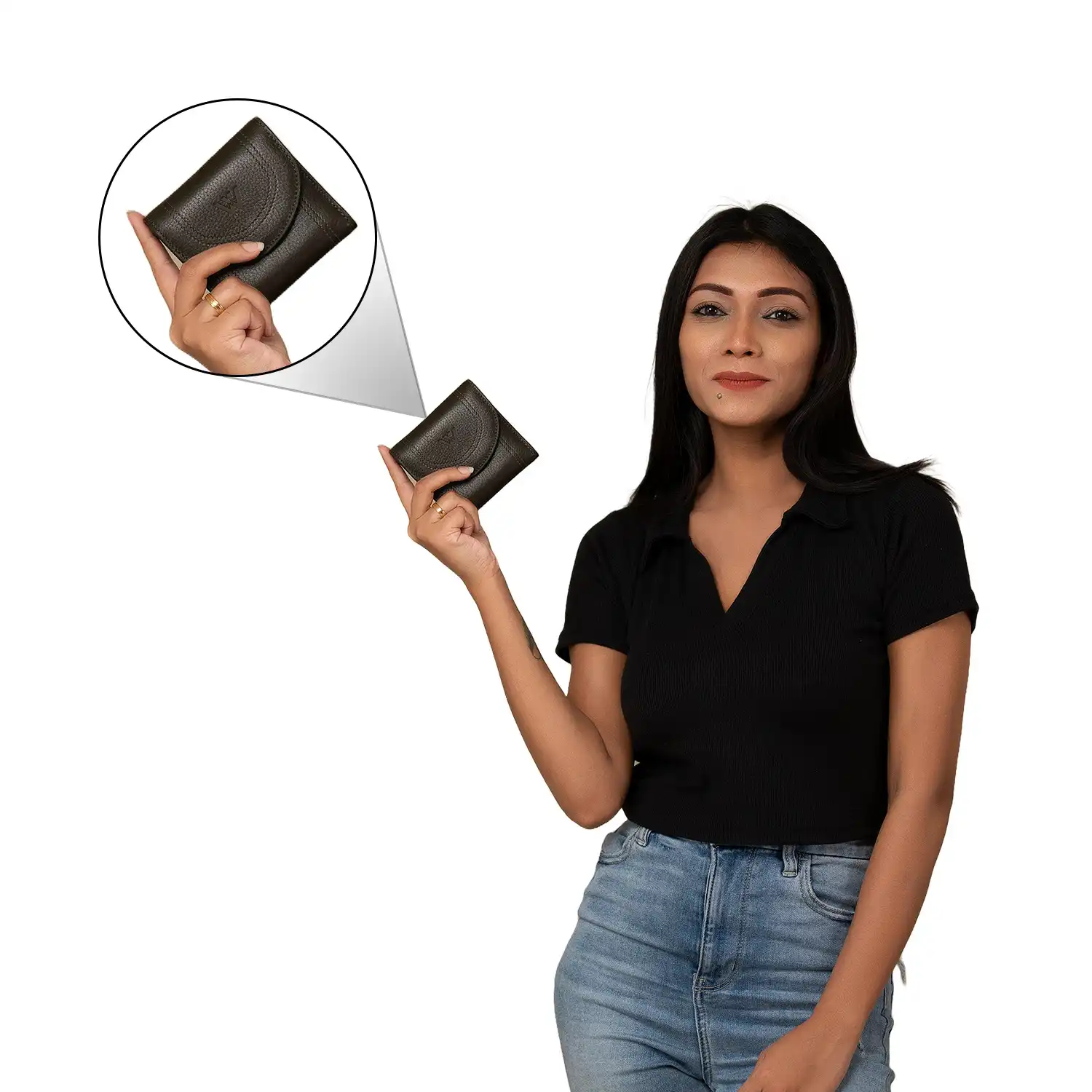 Women Trifold Leather Wallet RFID Protected