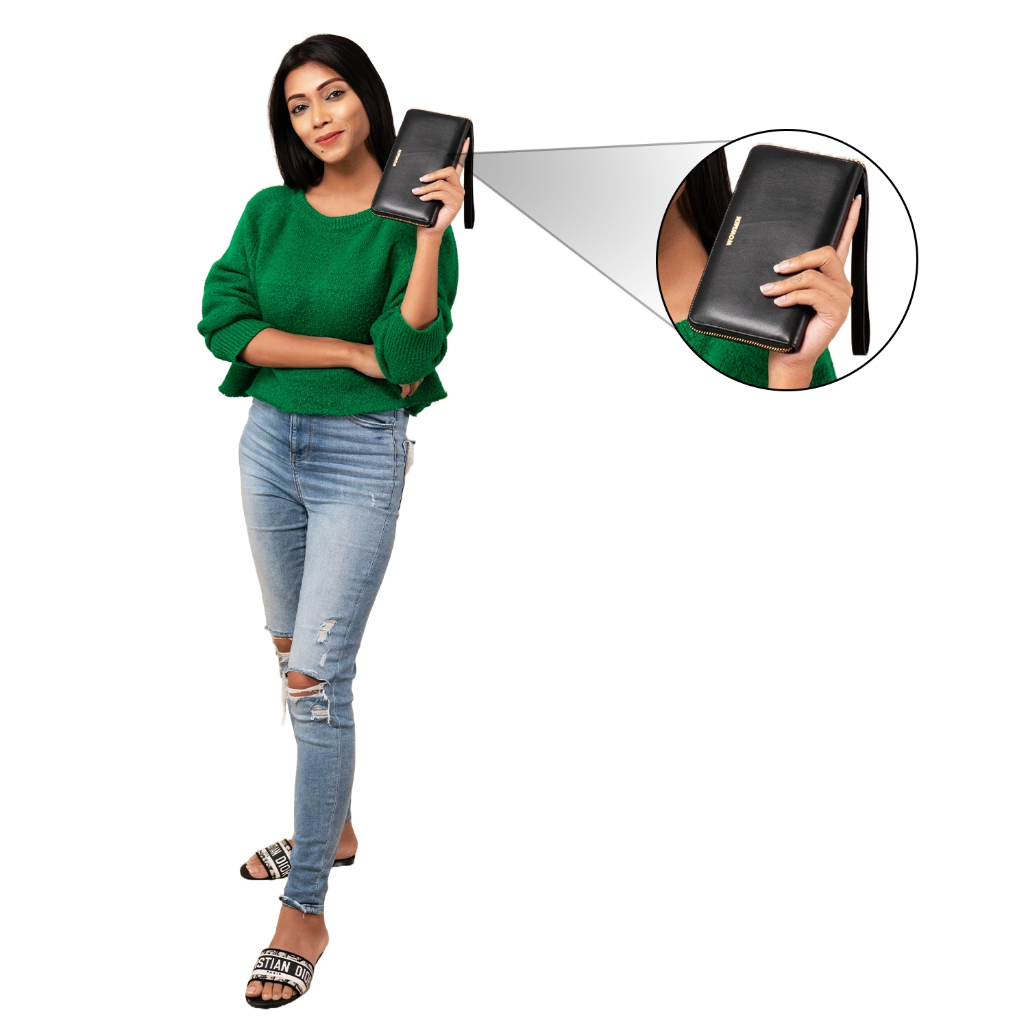 Women Zip Around Wallet Leather Large RFID Protected