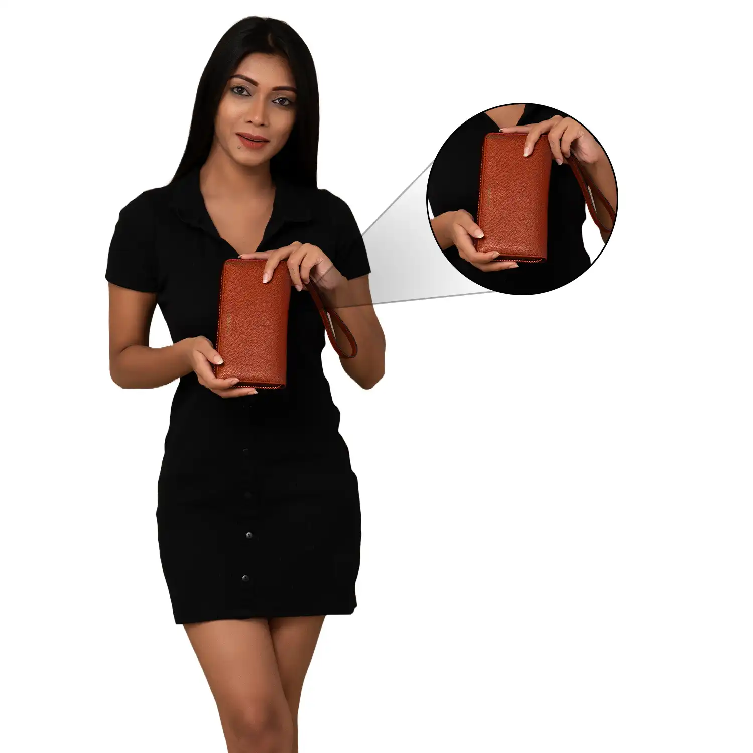 Women Zip Around Wallet Leather Large RFID Protected