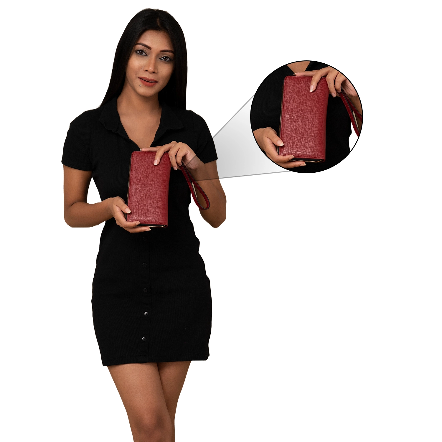 ZAW_PU_RED_M Momens Zip Around Wallet PU Large RFID Protected